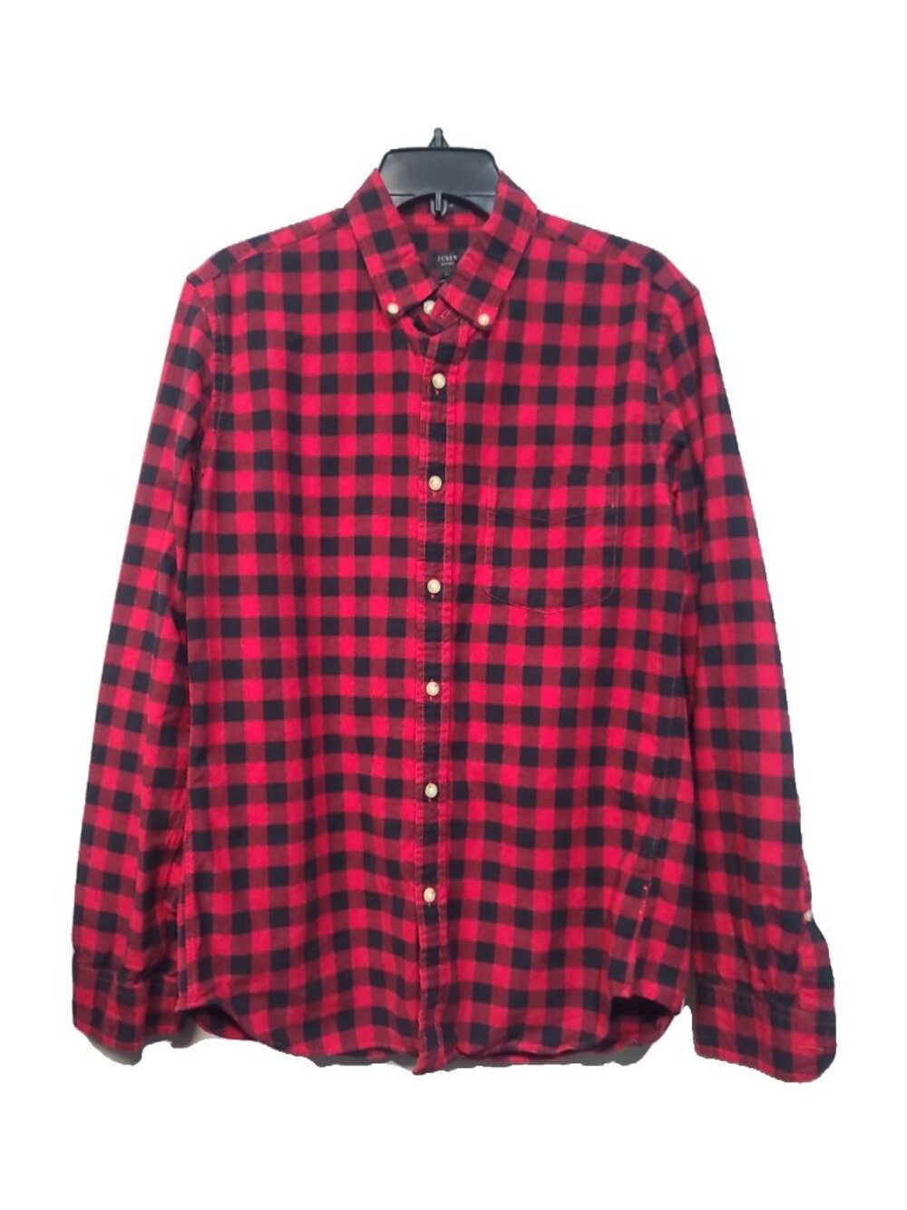 J. Crew Men's Slim Buffalo Plaid Flannel Shirt Size M Red EUC